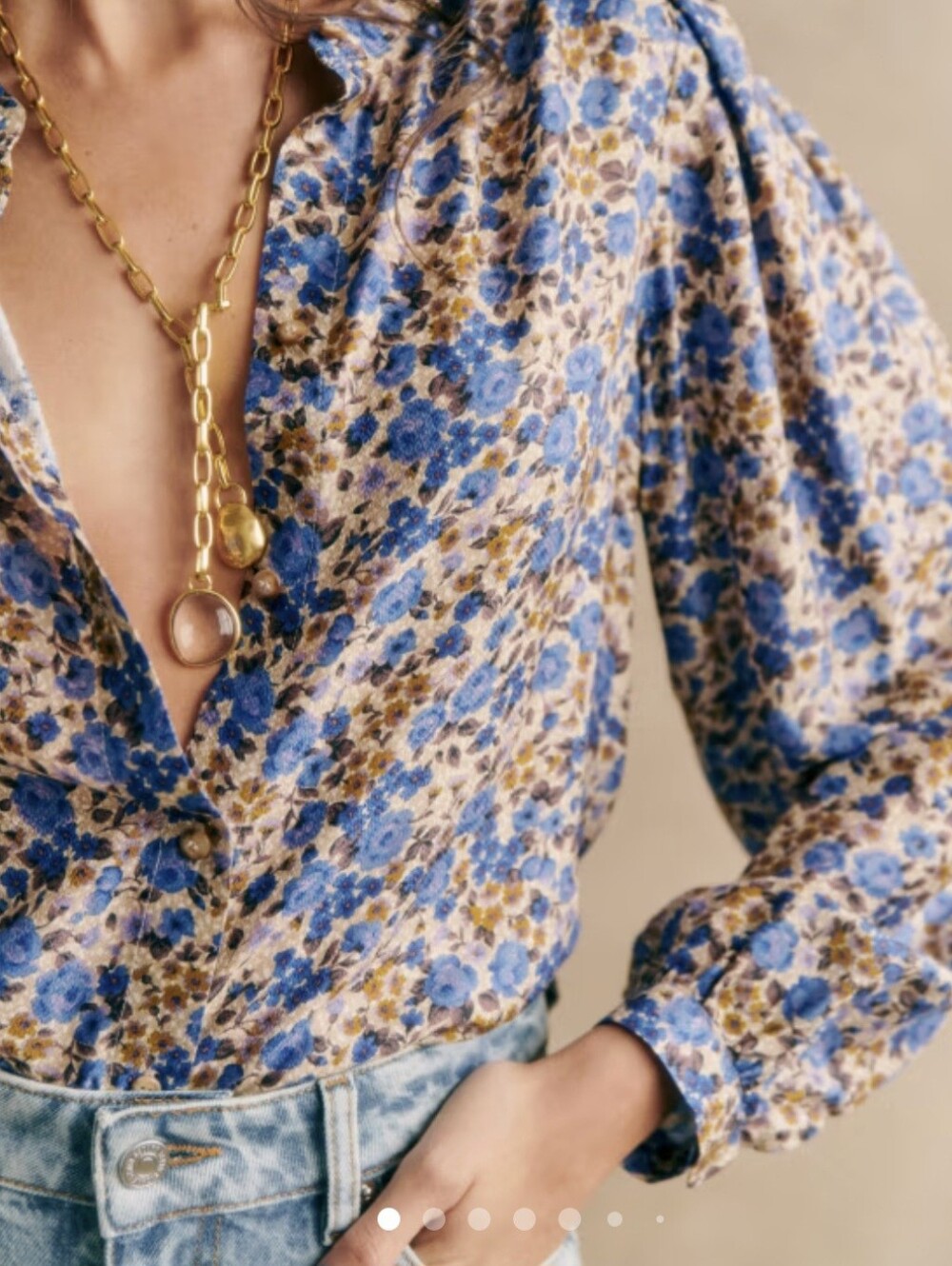 *NWT* [Sezane] Irina Shirt/Blouse In Blue Floral, Size 38/6